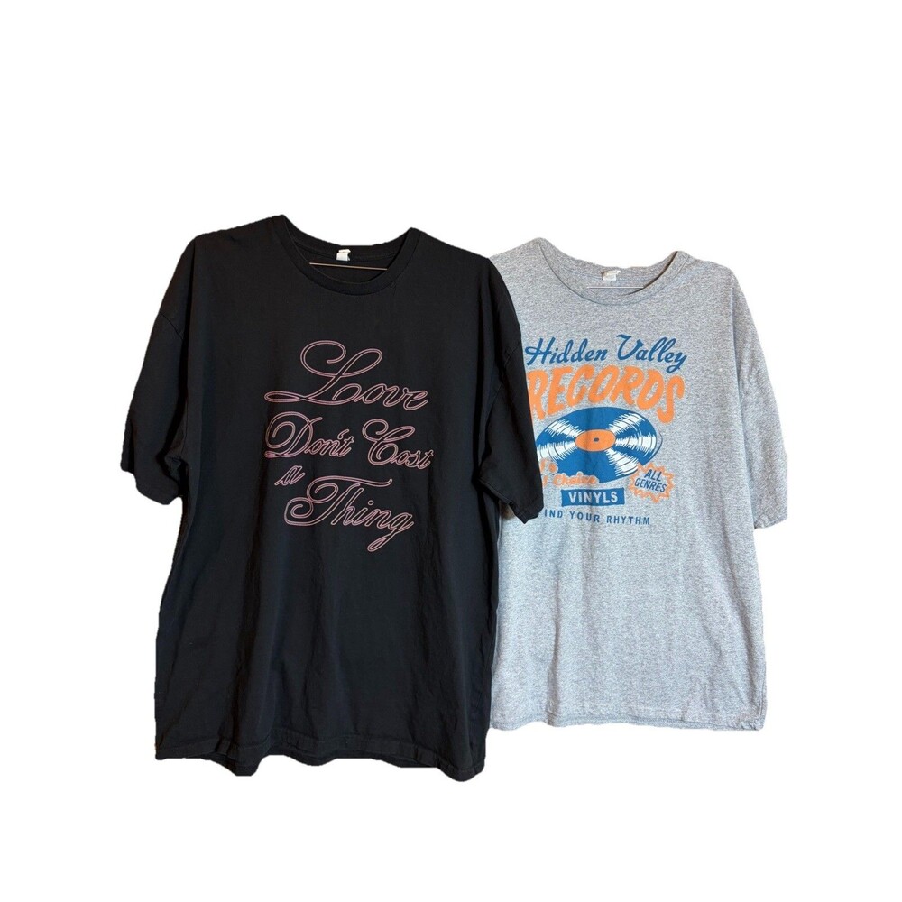 Unisex 2-Pack  2XL Band T-Shirt Crew Neck Short Sleeve Y2K Music Rock